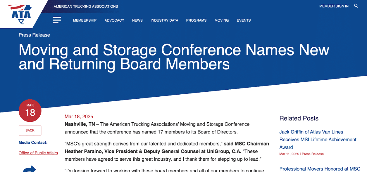 american trucking assosiation press release